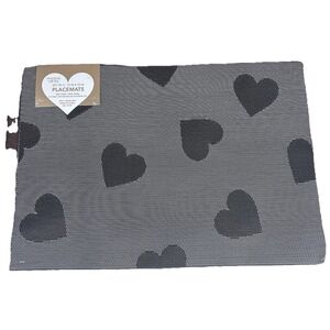 New Envogue With Love Hearts Reversible Print Placemats -Set of 6 Indoor/Outdoor